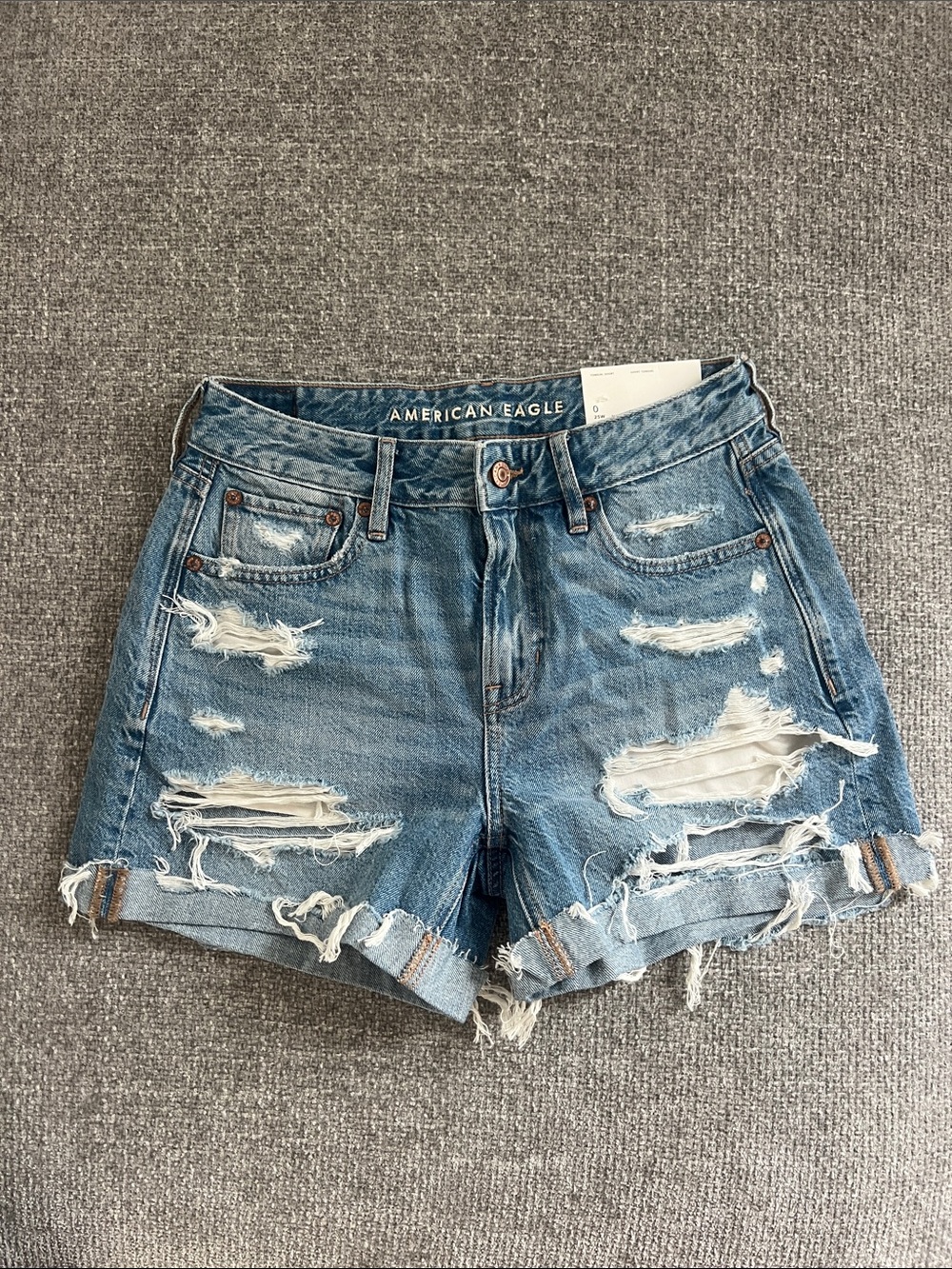 American Eagle Outfitters Distressed Light Blue Denim Shorts
